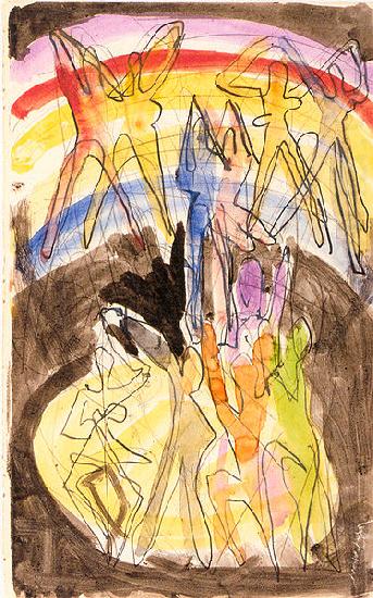 Design for the banquet hall in Essen - Colourful-dance (backside, Ernst Ludwig Kirchner